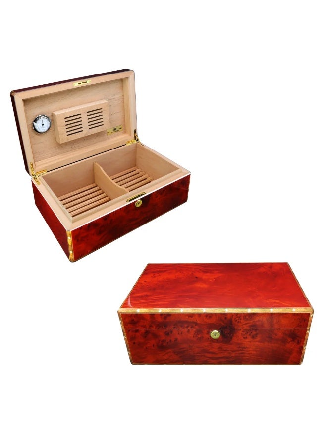 Hemingway Donatus Cedar Wood Humidor Case – Large Capacity Desktop Storage Box with Humidifier & Hygrometer, Beautiful Design, 200 Capacity, Premium Material - Image 3